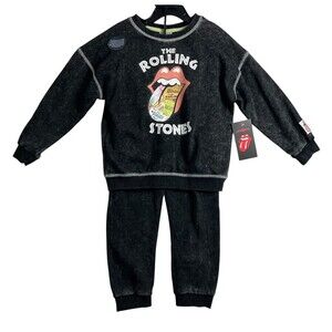 Rolling Stones Unisex Toddler Knit Joggers Set  5T  NWT  Black Graphic  Rocker